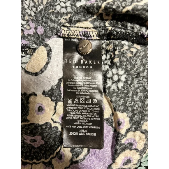 Ted Baker Saskiie Black Floral Mini Dress Size US 4 - Picture 8 of 11